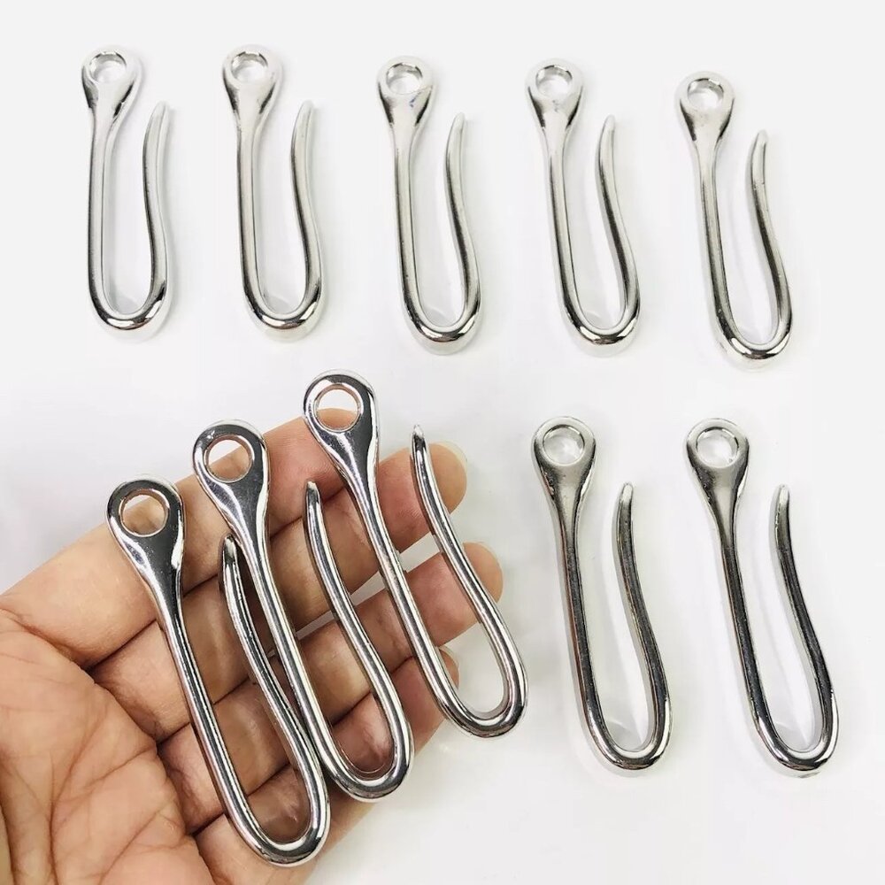 10 Chrome Plated Brass U Hook Belt Loop Keychain Key Ring Wallet Waist Accessory